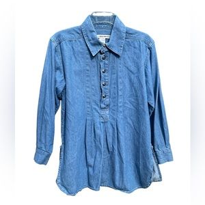 Just Elements Sz S Slipover Denim Button Top